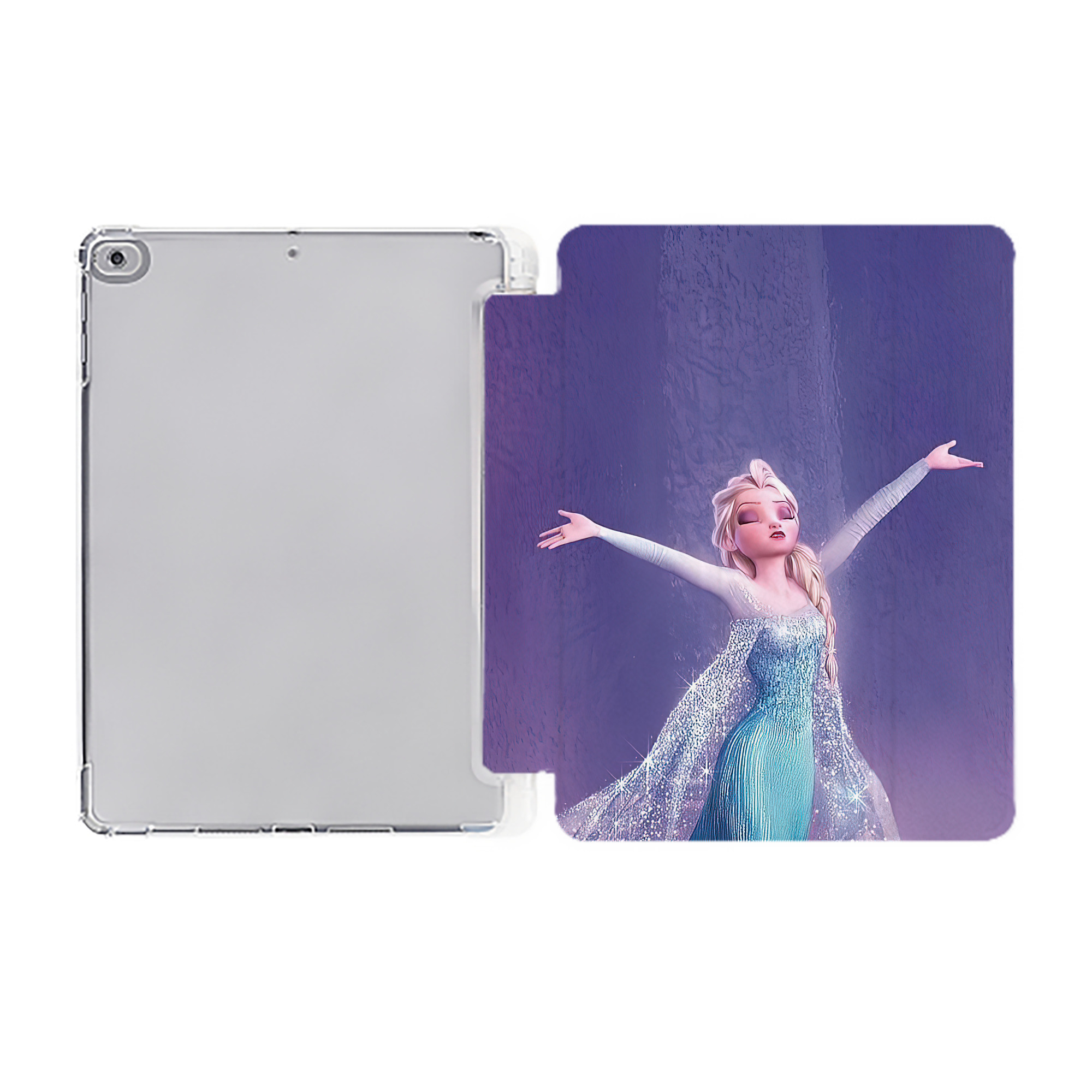 （画像用） アナと雪の女王 アンナ エルサ Frozen Anna Elsa IPad ケース ペン収納付き 三つ折りスタンド PUレザー×シリコン 対応機種9.5/10.5/10.9インチ